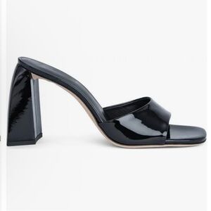 By Far Michele Black Patent Leather Mule Block Heel Slide Size 38